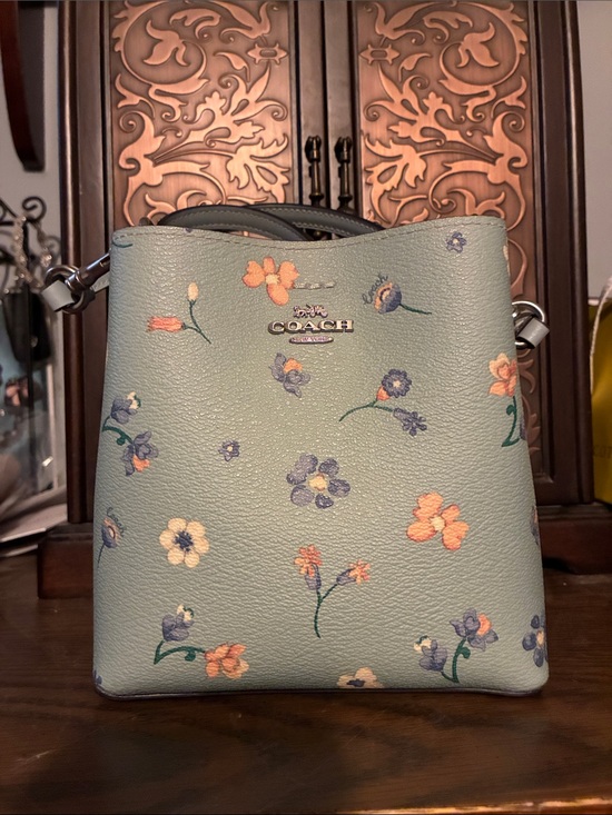 Coach Handbags - Coach  Floral Pebbled Leather Crossbody Bag with Silver Hardware